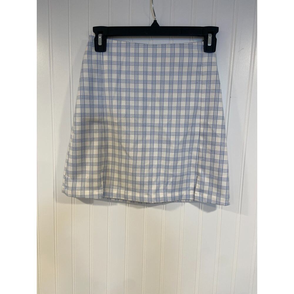 Brandy Melville Skirt Women's Small Blue & White Plaid Preppy, School Girl